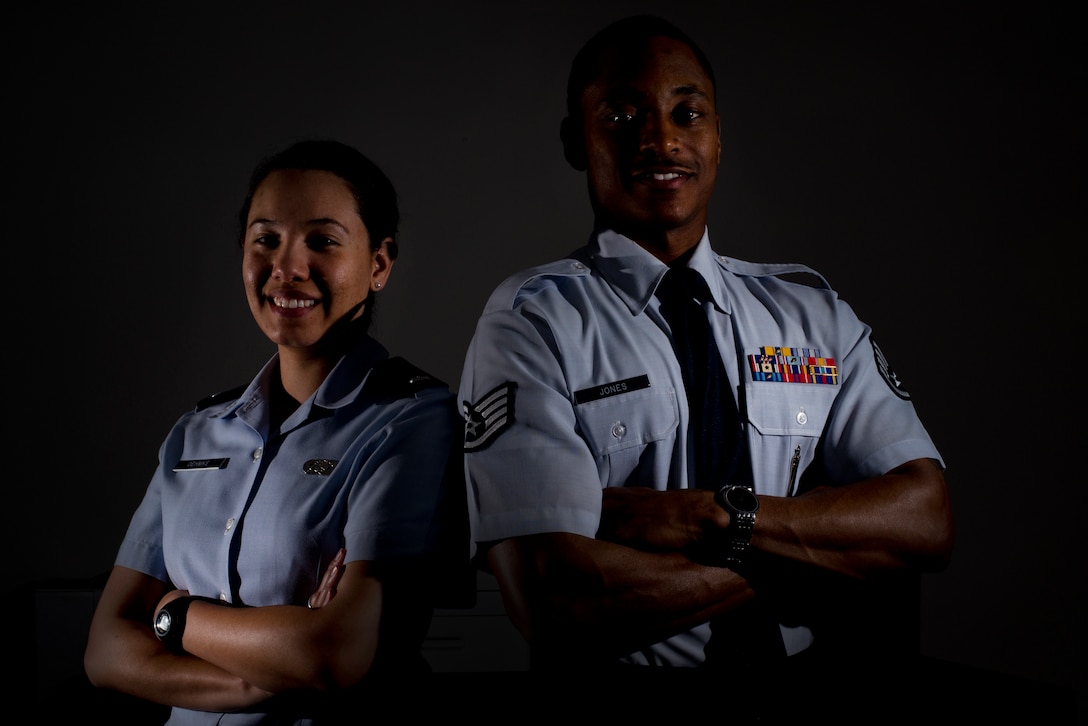 1st Lt. Shannon Oehmke, 82nd Training Wing protocol chief and Staff Sgt. Marcus Jones, noncommissioned officer in charge, complete the mission of organizing commander directed venues on Sheppard. Each event requires a unique amount of coordination and logistics. (U.S. Air Force photo by Tech. Sgt. Mike Meares) 

