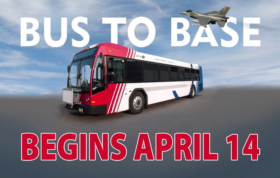 The Utah Transit Authority (UTA) begins a new bus service on Hill Air Force Base April 14. The service will operate Monday through Friday and originate from the Clearfield FrontRunner Station, 1250 S. State St. The service will operate at peak service times, from about 5 a.m. to 8 a.m. and from 2:30 p.m. to 5:30 p.m. and will make 20 different stops on base. (Courtesy graphic)