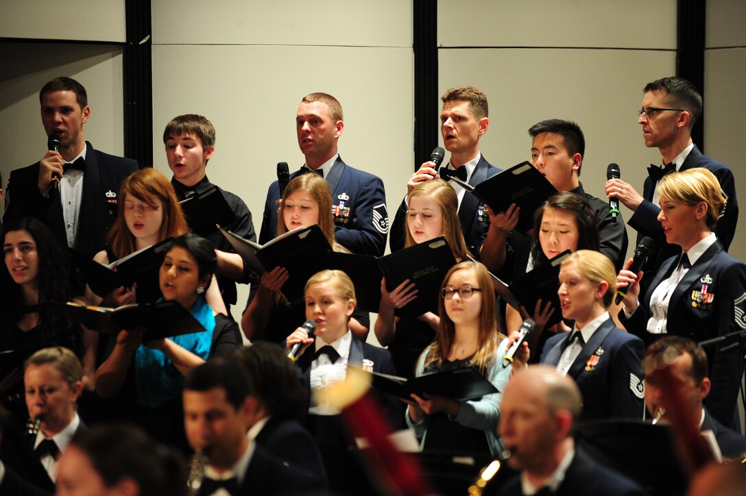 The U.S. Air Force Band's Singing Sergeants perform at Neuqua Valley High School in Naperville, Ill, April 5, 2014. This performance, which included music students from all three area high schools, is part of the 2014 Spring Tour across the Midwest. (U.S. Air Force photo/Airman 1st Class Joshua R. M. Dewberry)