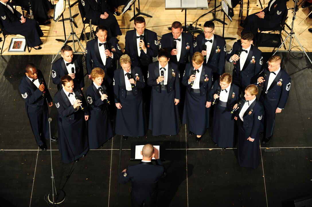 The U.S. Air Force Band's Singing Sergeants perform at Neuqua Valley High School in Naperville, Ill, April 5, 2014. This performance is part of their 2014 Spring Tour across the Midwest. (U.S. Air Force photo/Airman 1st Class Joshua R. M. Dewberry)