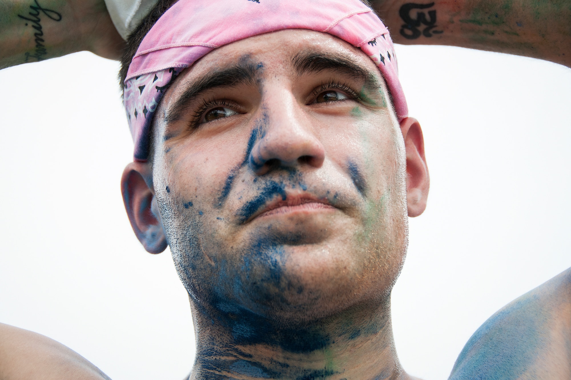 Zack Brady, of the 96th Aerospace Medicine Squadron, finished in first place during the Color Me Aware fun run, April 4, at Eglin Air Force Base, Fla.  Approximately 30 volunteers helped more than 450 participants get colorful during three color zones of the three-mile run.  The event highlighted the start of Sexual Assault Awareness Month. (U.S. Air Force photo/Tech. Sgt. Jasmin Taylor)