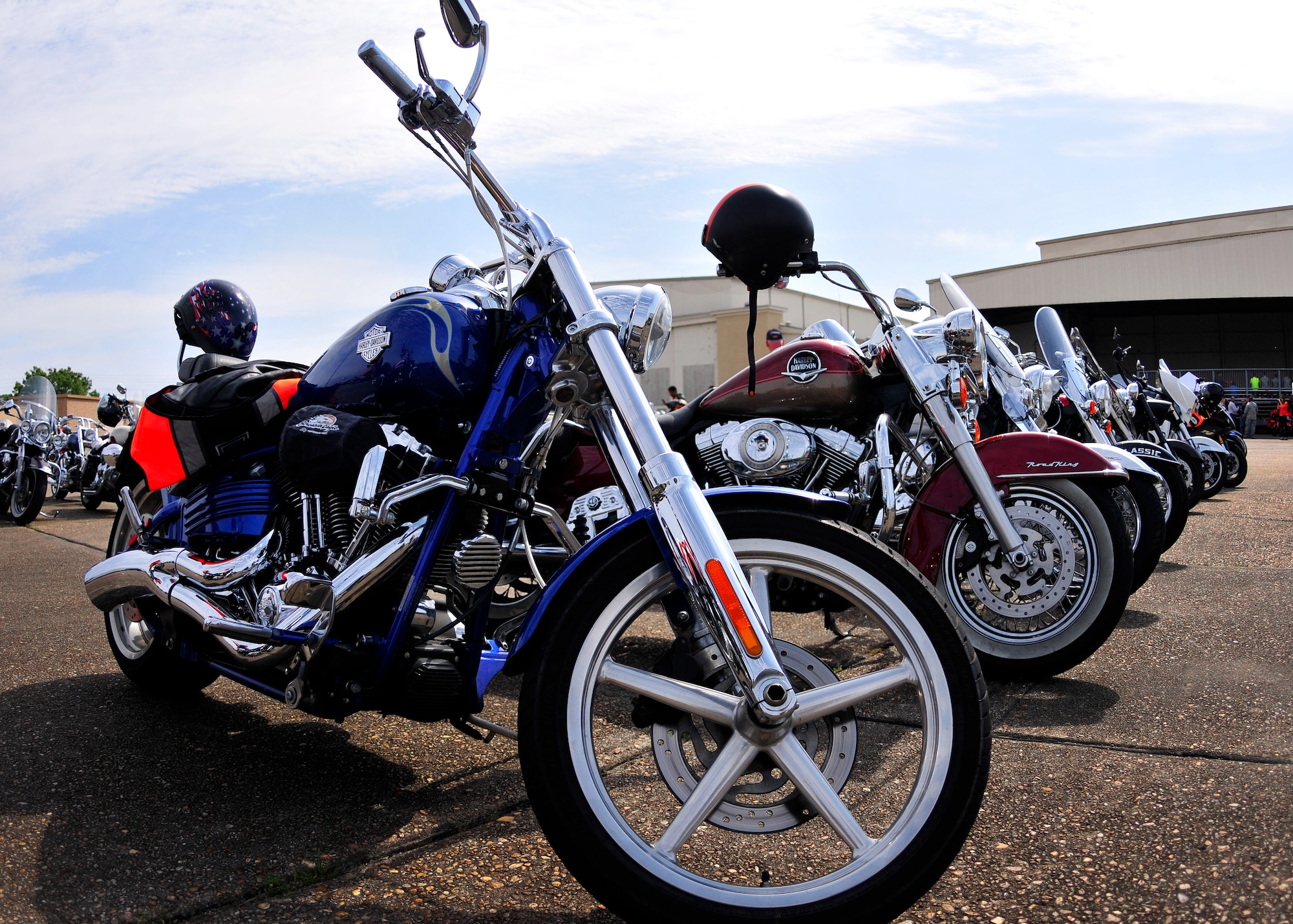 More than 450 bikes were parked outside of the Climatic Lab April 4 as their riders attended the seventh annual motorcycle safety rally at Eglin Air Force Base, Fla.  The attendees heard briefings on motorcycle law, safety regulations and tips on how to be more informed and aware rider.  (U.S. Air Force photo/Tech. Sgt. Cheryl Foster)