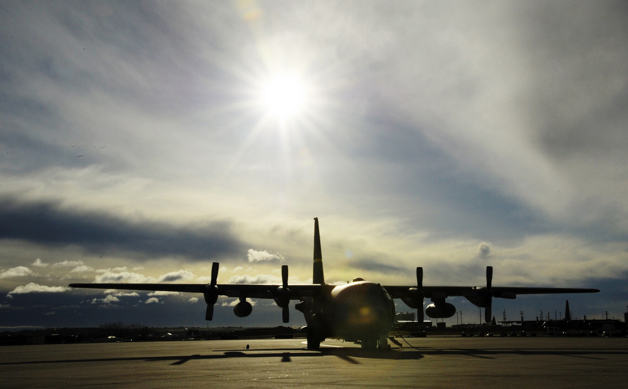 A C-130H assigned to Dyess Air Force Base, Texas, is configured for an Aeromedical Evacuation exercise Ultimate Caduceus at Cheyenne Air National Guard Base, Wyo. By interacting and working closely with our federal, state and joint partners, Airmen in Utlimate Caduceus 14 are able to develop refinements to processes and procedures that can potentially enhance the effectiveness of real-world relief operations. (U.S. Air Force photo/ Staff Sgt. Stephenie Wade)