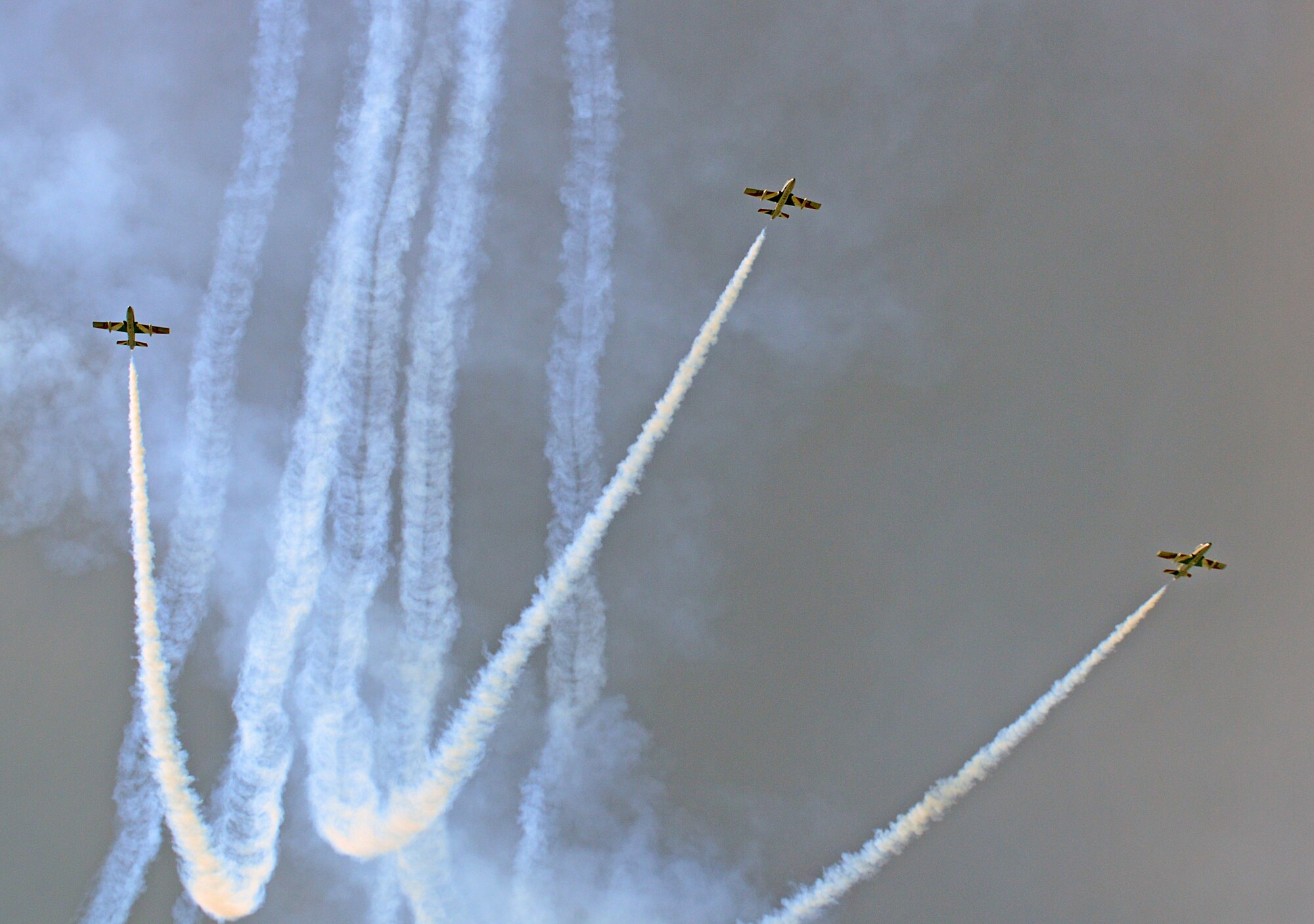 To kick off their 2014 tour, the Italian aerobatic demonstration team, Frecce Tricolori, performed numerous tricks and stunts above Aviano Air Base, Italy, during a pre-tour rehearsal, April 4, 2014. The aerobatic team is comprised of 10 Aermacchi MB-339 PAN aircraft, which are based at Rivolto Air Force Base, in the north-eastern Italian region of Friuli Venezia Giulia, province of Udine. (U.S. Air Force photo/Senior Airman Michael Battles) 