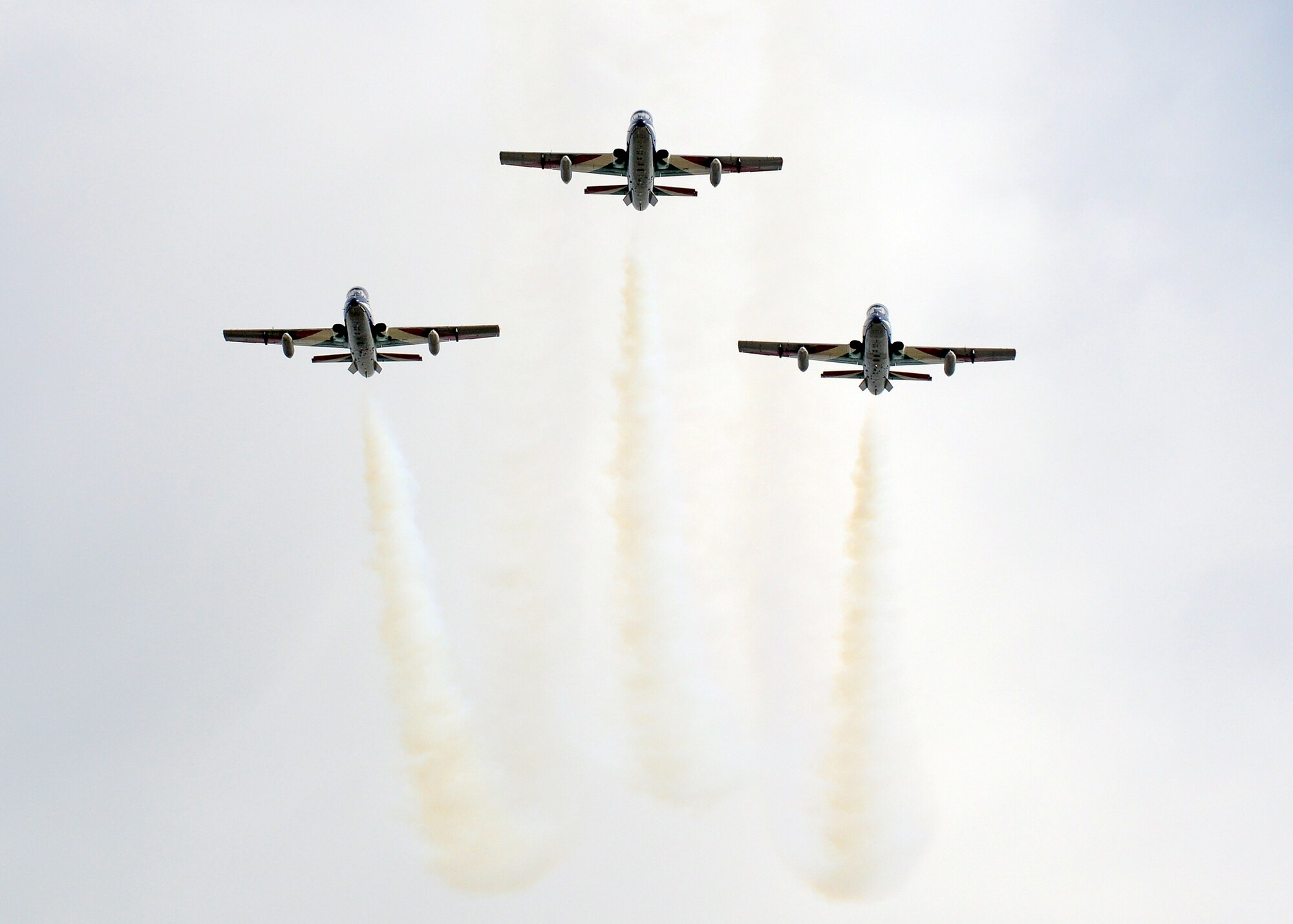 In preparation for their upcoming season, the Italian aerobatic demonstration team, Frecce Tricolori, performed their routine during a rehearsal, April 4, 2014, Aviano Air Base, Italy.  The aerobatic team is comprised of 10 Aermacchi MB-339 PAN aircraft, which are based at Rivolto Air Force Base, in the north-eastern Italian region of Friuli Venezia Giulia, province of Udine. (U.S. Air Force photo/Senior Airman Michael Battles) 