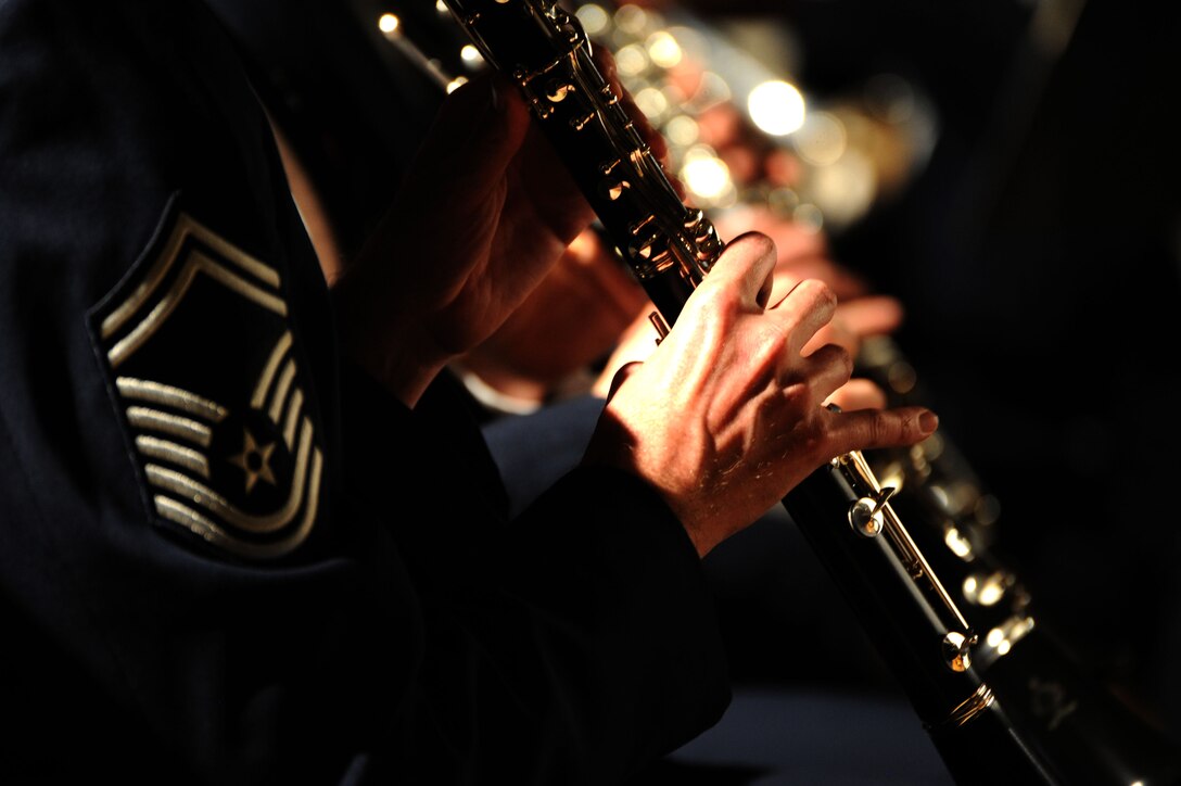 Senior Master Sergeant Brian G. McCurdy and fellow clarinetist perform “Dizzy Fingers” during the U.S. Air Force Band’s 2014 Spring Concert Tour at Valparaiso University in Valparaiso, Ind., April 7, 2014. As part of the tour, the Band’s musicians and vocalists are traveling across Illinois, Indiana and Michigan to perform concerts and present clinics and master classes to high school and college students. (U.S. Air Force photo/Master Sgt. Tammie Moore)