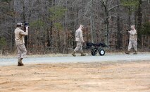 During a Full Systems Test, the Defense Media Activity Marines get the Electric Litter Carrier from all sides. This very early concept is being used to explore the potential benefit of a powered litter. 