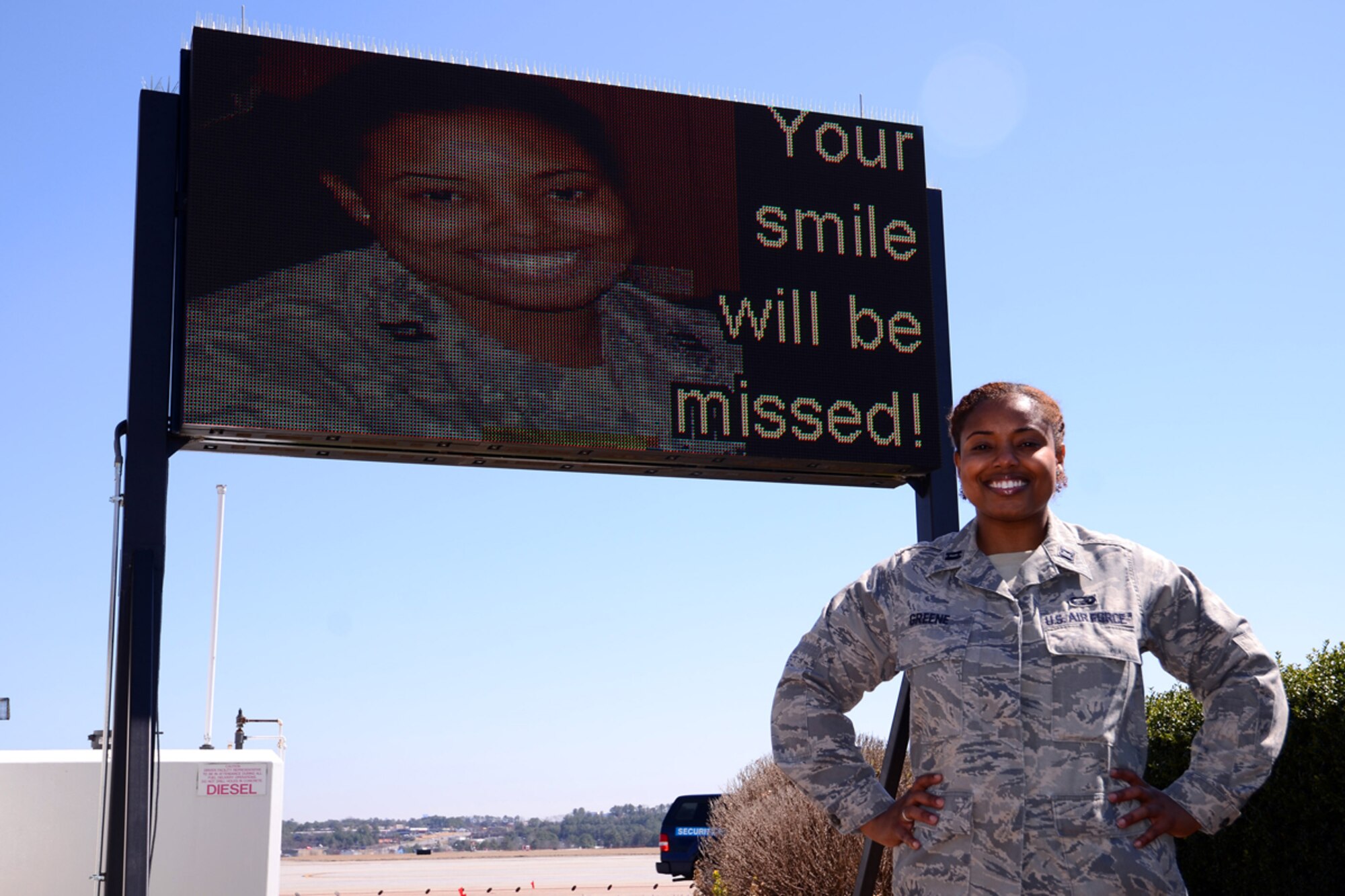 Capt. Melissa Greene, former 94th Airlift Wing executive officer, departs Dobbins Air Reserve Base March 13, and begans the next stage of her Air Force career. Green served as the 94th Mission Support Group executive officer 2009-2011, and as the 94th Force Support Squadron Personnel Systems and Readiness officer-in-charge. (U.S. Air Force photo/Brad Fallin)