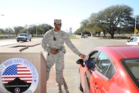 Active-duty Reservist Senior Airman Christopher Cleveland is assigned to the 433rd Civil Engineer Squadron as a water and liquid fuel maintenance specialist. He is currently detailed as an augmentee to support the Joint Base San Antonio-Randolph 902nd Security Forces Squadron. (U.S. Air Force photo by Mellissa Peterson) 