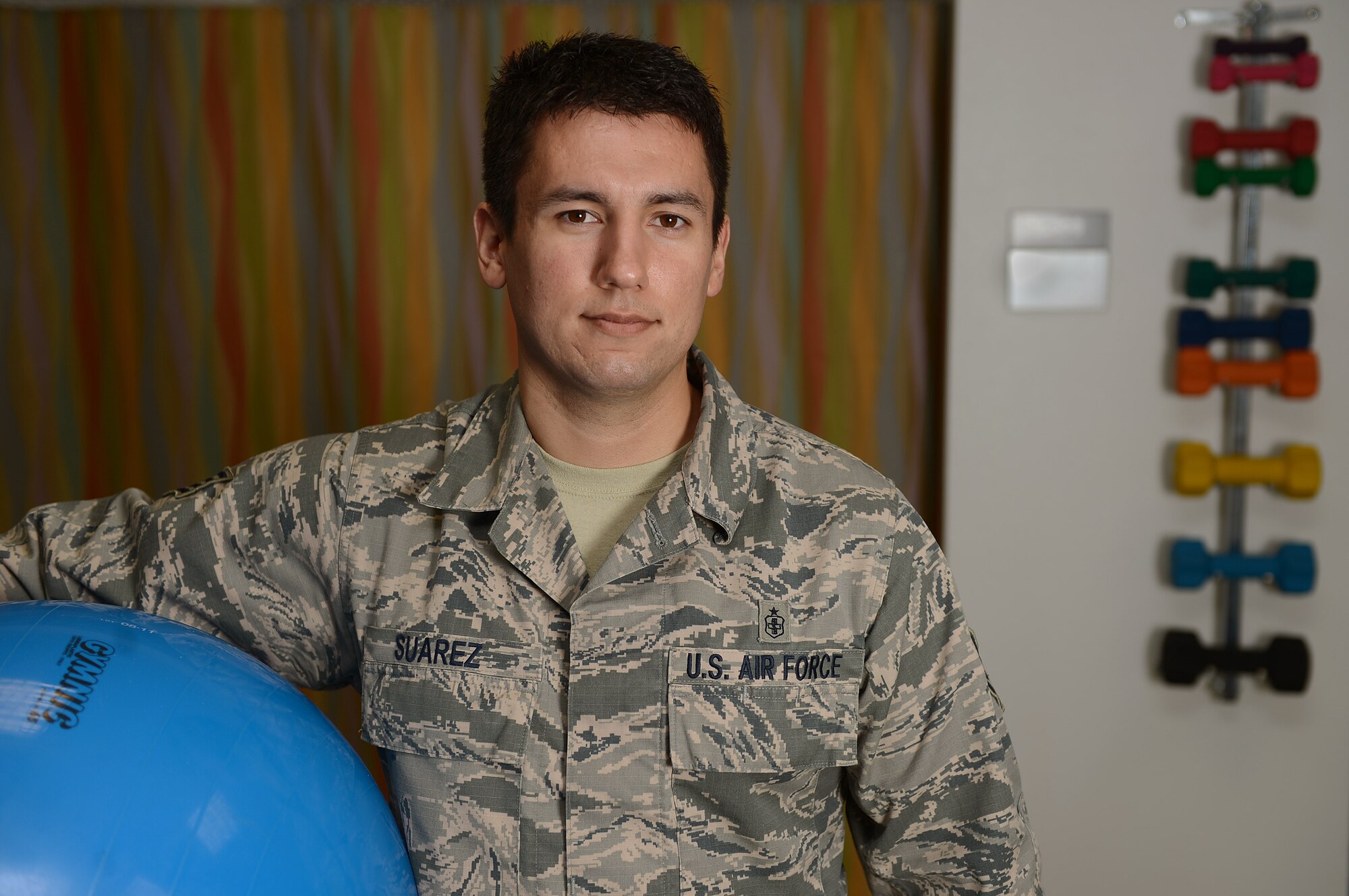U.S. Air Force Staff Sgt. Joey Suarez, 52nd Medical Operations Squadron physical therapy technician from Tucson, Ariz., is the Super Saber Performer for the week of April 5 - April 11, 2014. (U.S. Air Force photo by Airman 1st Class Kyle Gese/Released) 