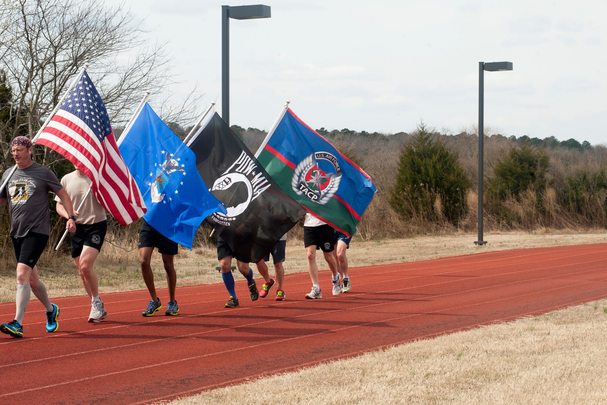 Airmen and civilains from various units on Langley AFB, Va. came out to support and make the 2014 annual  U.S. Air Force TACP Association 24-Hour remberance run a success. The TACP unit here had 193 runners cover 1,014.65 miles and raise more than $ 6,000 for the non-profit organization. (U.S. Air Force photo/Sachel S. Seabrook)