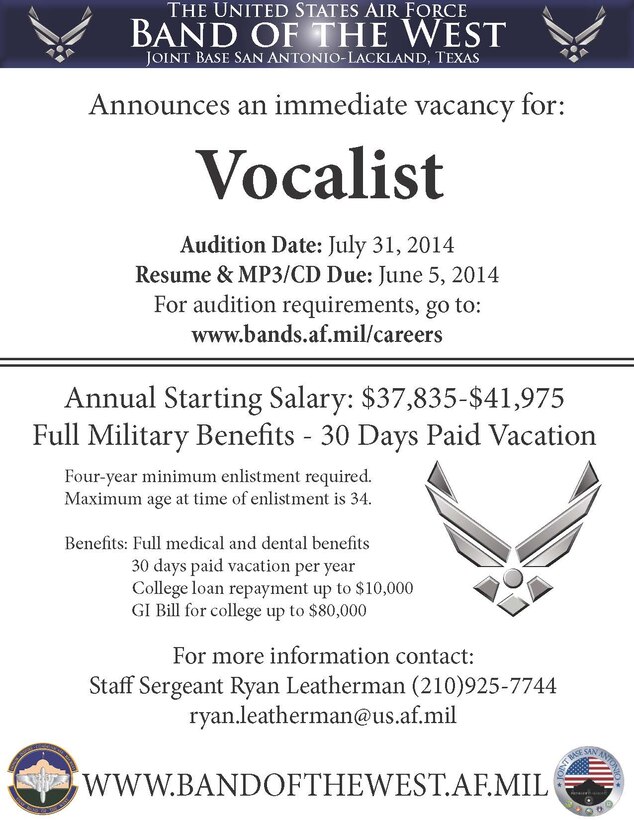 Vocalist Auditions Flyer