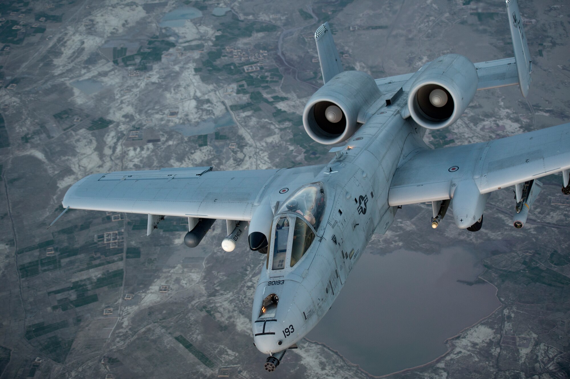 U.S. Air Force Capt. Kyle Babbitt, 75th Expeditionary Fighter Squadron A-10 Thunderbolt II pilot, flies a combat sortie, April 2, 2014, over Northeast, Afghanistan. Babbitt is a Houston, Texas native. The A-10 Thunderbolt II is the first Air Force aircraft specifically designed for close air support of ground forces. During this sortie the A-10 provided close air support capabilities to Operation Enduring Freedom coalition forces. (U.S. Air Force photo by Tech. Sgt. Jason Robertson/Released)
