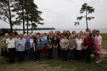 Volunteers from the Navy-Marine Corps Relief Society gather at the Officers Club for a group photo after the 2014 Volunteer Awards and Recognition Ceremony aboard Marine Corps Air Station New River, April 7. (U.S. Marine Corps photo by Lance Cpl. Andy J. Orozco/Released)


