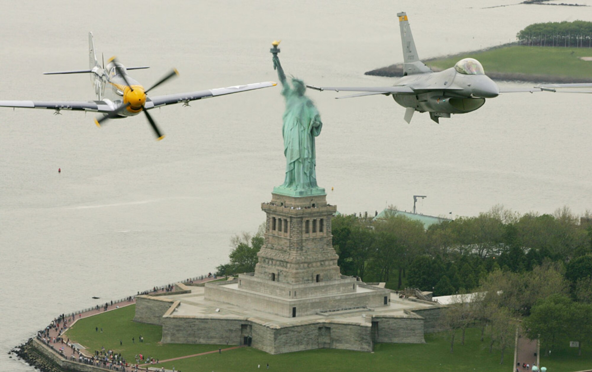 The U.S. Air Force Heritage Flight program presents the evolution of Air Force air power by flying today's state-of-the-art fighter aircraft in close formation with vintage fighter aircraft. (Courtesy photo)
