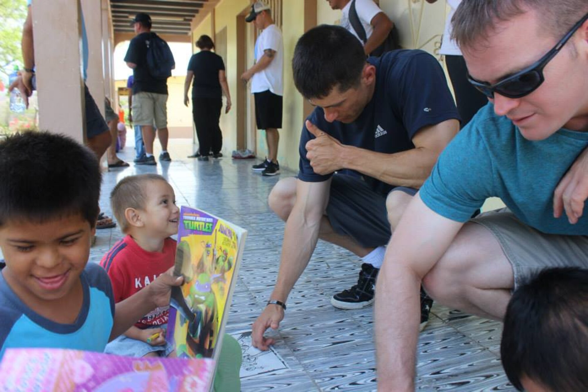 Joint Task Force-Bravo’s Medical Element (MEDEL) make a connection with the Hogar de Ninos, Nazareth boys orphanage on a Saturday morning.  The boys receive much needed supplies such as clothing, toiletries, and school items provided by volunteers from MEDEL.  The service members played soccer, colored pictures, and even took “selfies” with the joyous children.