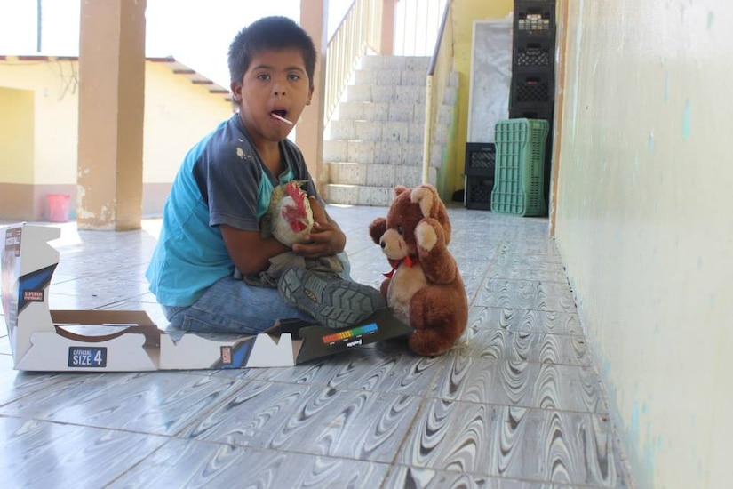 Joint Task Force-Bravo’s Medical Element (MEDEL) make a connection with the Hogar de Ninos, Nazareth boys orphanage on a Saturday morning.  The boys receive much needed supplies such as clothing, toiletries, and school items provided by volunteers from MEDEL.  The service members played soccer, colored pictures, and even took “selfies” with the joyous children.