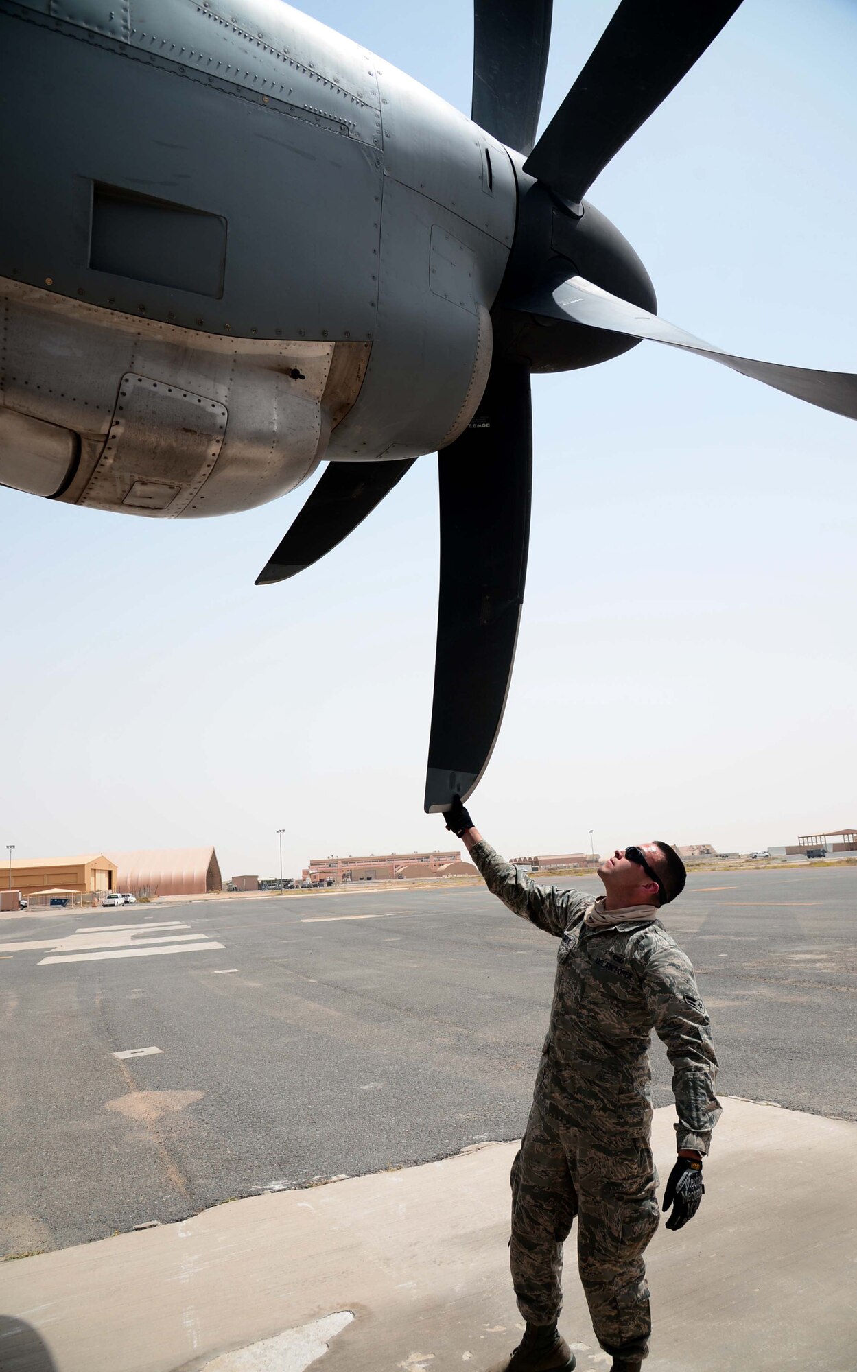 This week's Rock Solid Warrior is Airman 1st Class Guido Morales. Morales is a crew chief assigned to the 386th Expeditionary Aircraft Maintenance Squadron. The Oxnard, Cali. native is deployed from the 146th Aircraft Maintenance Squadron, Channel Islands Air National Guard Station, Cali. (U.S. Air Force photo by Senior Airman Desiree W. Moye)