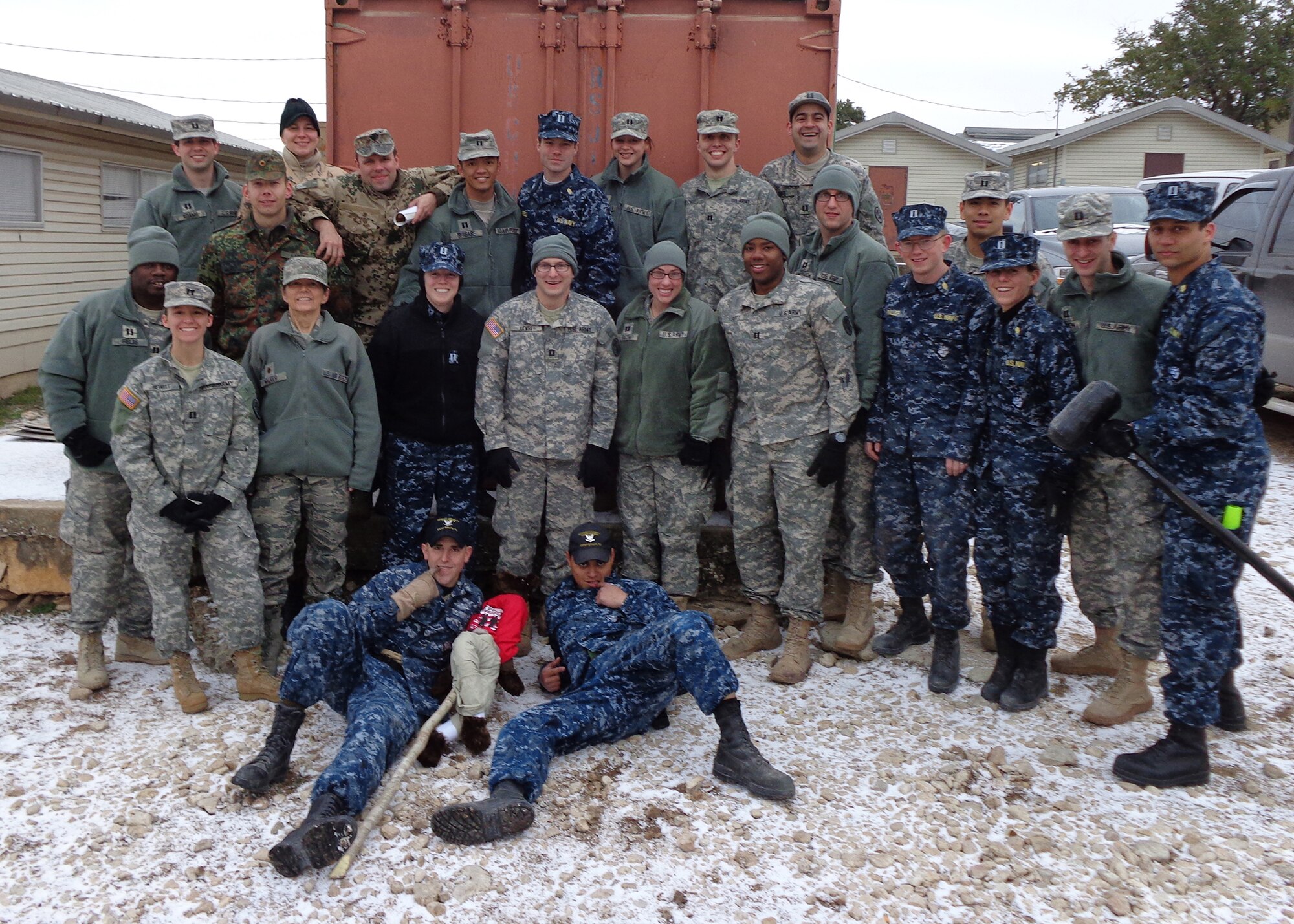 Maj. Deb Walker, a physician assistant assigned to the 153rd Medical Group, Wyoming Air National Guard, poses with classmates during an eight-day Combat Casualty Care Course held in Texas that began late January 2014. (Photo courtesy of Maj. Deb Walker)