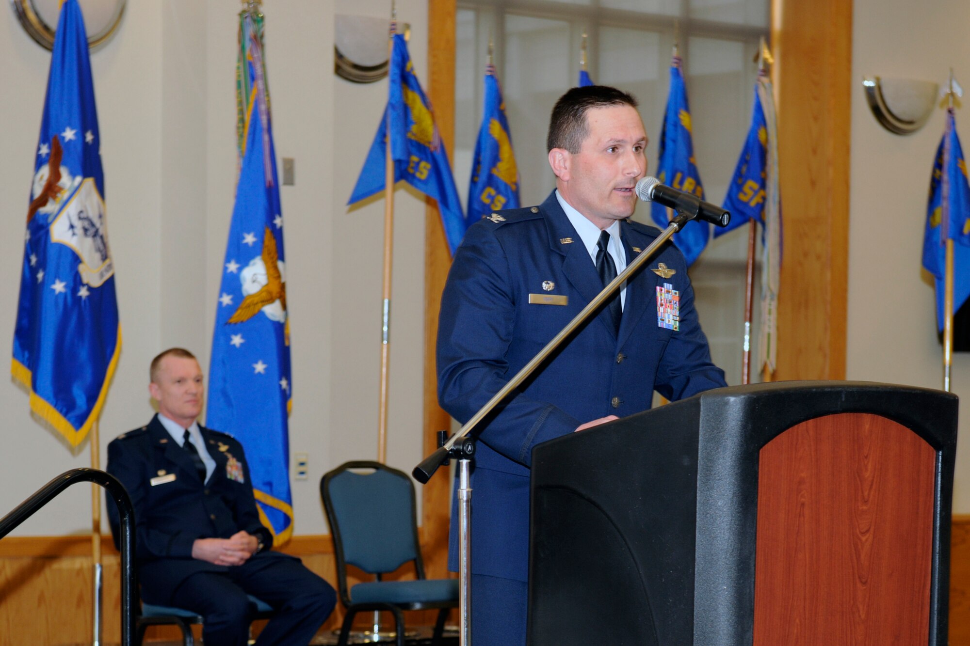 140412-Z-EZ686-089 Col. Bryan J. Teff assumed command of the 127th Mission Support Group after an assumption of command ceremony at Selfridge Air National Guard Base, April 12, 2014.  Teff’s most recent assignment before assuming command of the 127th MSG was serving as commander of the Alpena CRTC, Alpena, Michigan.  (U.S. Air National Guard photo by MSgt. David Kujawa/released)
