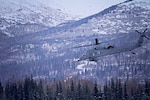 A flight crew with the Alaska Air National Guard's 210th Rescue Squadron conducts training with an HH-60 Pave Hawk helicopter near Bryant Airfield on Joint Base Elmendorf-Richardson Jan. 29, 2013. The mission of the 210th Rescue Squadron is to train for combat search and rescue and be on 24-hour alert to respond to search and rescue for the state of Alaska. 