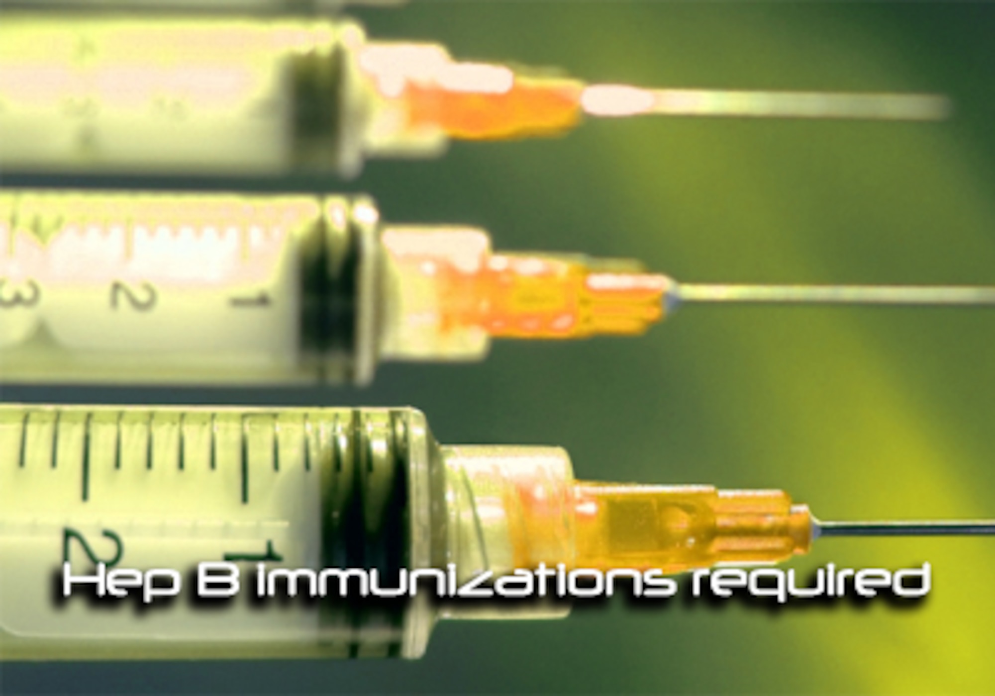 Service members are  required to receive hepatitis B immunizations in 3 doses. (U.S. Air Force illustration/James Branch)
