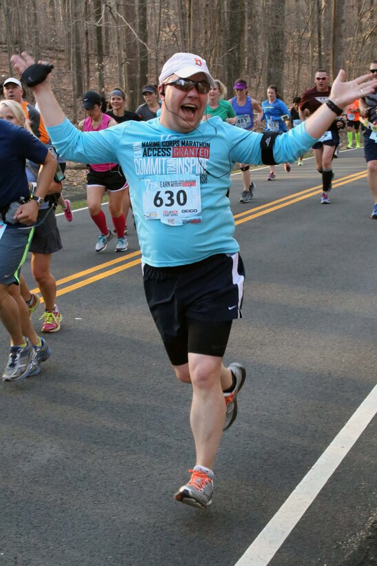 Runners participate in the first Marine Corps Marathon event of the year, the Marine 17.75K, in Prince William Forest Park on April 12, 2014. The first runner finished the 11.03-mile race in just under one hour.