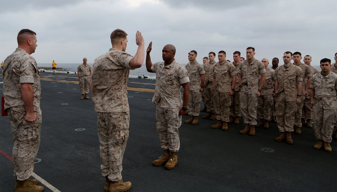 22nd MEU Marine re-enlists at sea