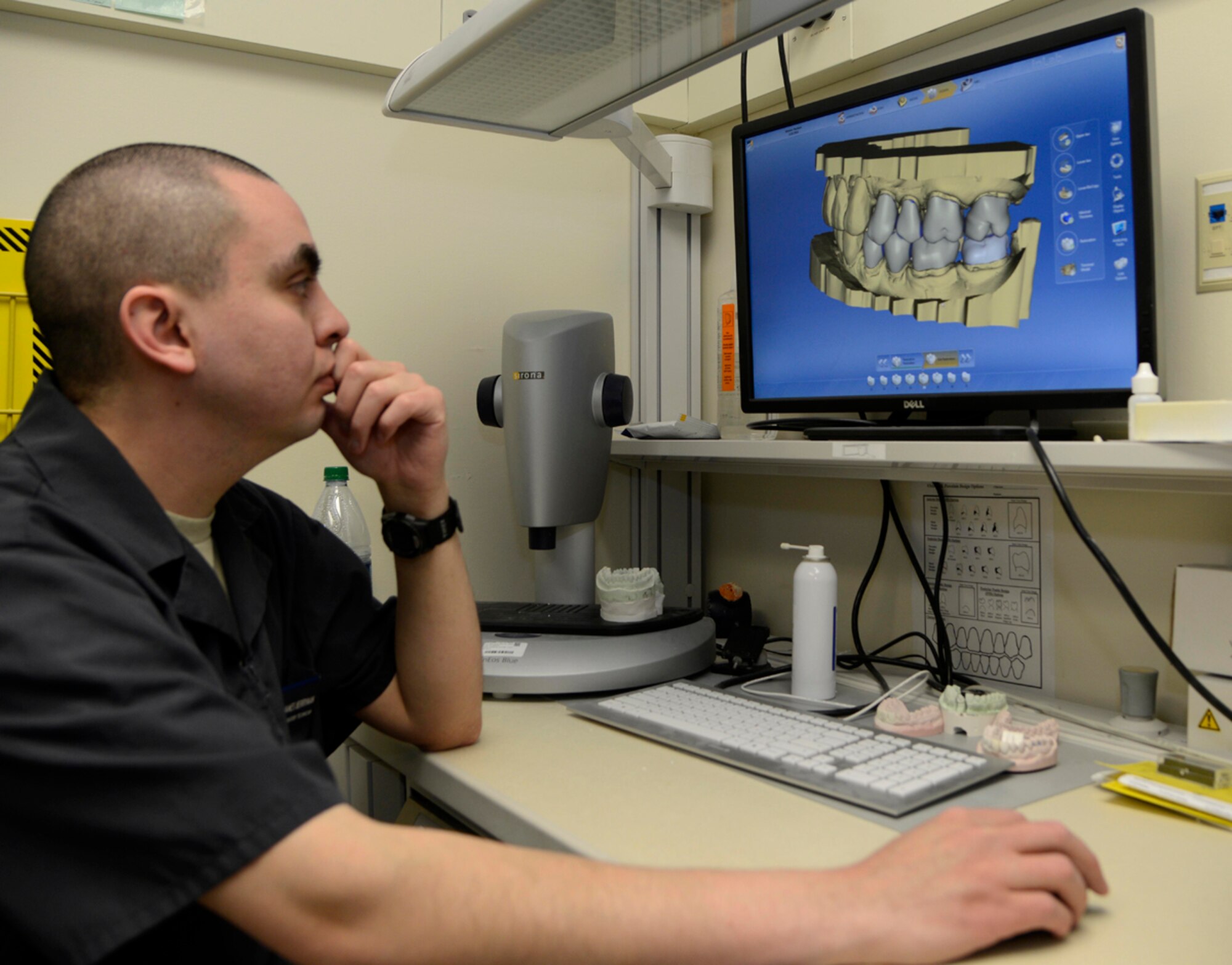The 673d Dental Squadron offers different products such as dental and maxillofacial prostheses at Joint Base Elmendorf-Richardson, Alaska, April 8, 2014. The 673d DS receives approximately 10 to 20 impressions from patients each day. (U.S. Air Force photo/Staff Sgt. Sheila deVera)