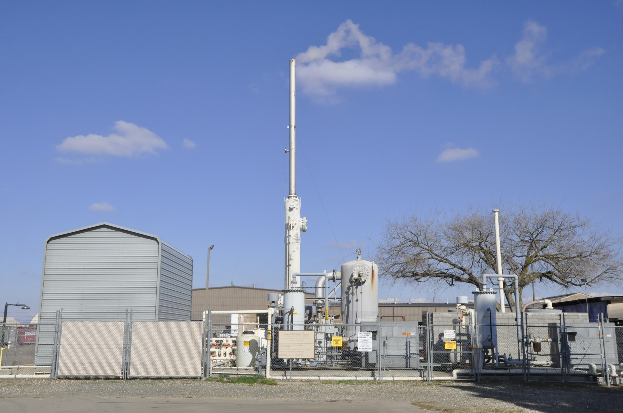 Soil vapor extraction systems, like this one, are one of many tools in the environmental cleanup arsenal at the former McClellan Air Force Base in Sacramento, Calif. This system is particularly effective at removing contaminants from soil before they get carried down to the groundwater.    (U.S. Air Force photo/Scott Johnston)