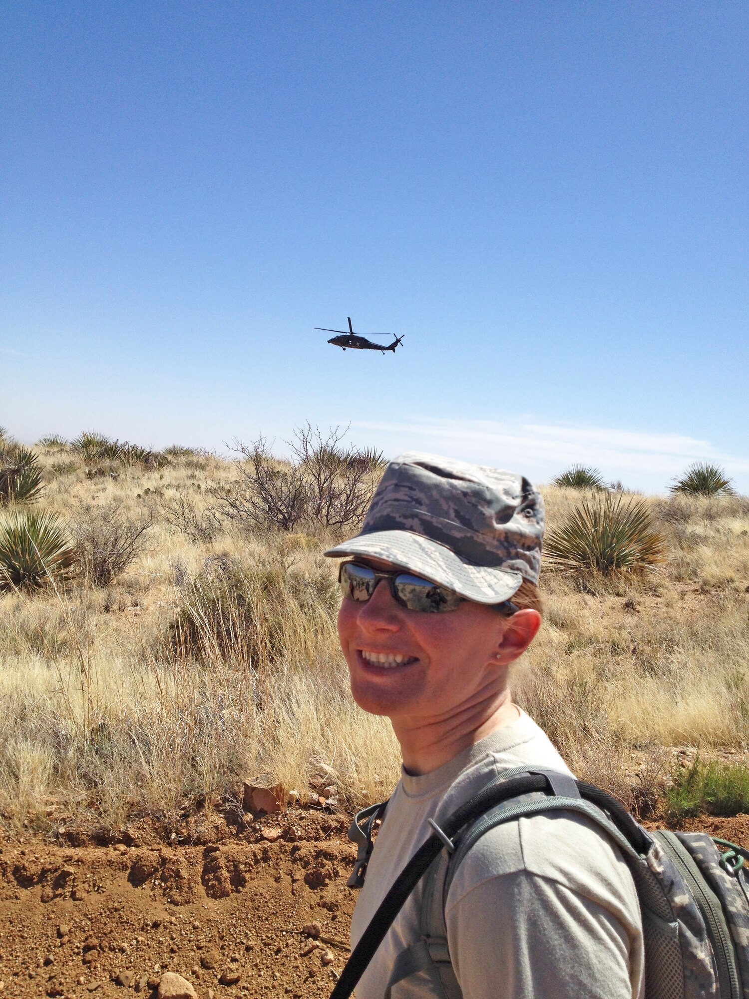 Tech. Sgt. Jennifer Lindner, 412th Operations Group, marches in the 25th Annual Bataan Memorial Death March on March 24, 2014. (Courtesy photo)