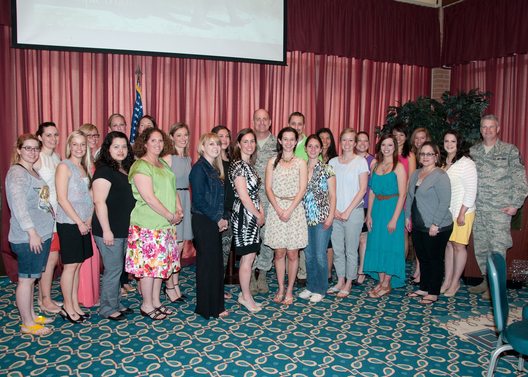 VANCE AIR FORCE BASE, Okla. – The members of the Team Vance Key Spouses were recognized April 10 during a luncheon at the Vance Collocated Club. Key Spouses fill several roles. Primarily, they support families of deployed Airmen. However, at Vance, they also focus on welcoming new members of Team Vance and help ease the transition to life in Enid. (U.S. Air Force photo/Terry Wasson)