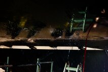 The B-52H Stratofortresses are routinely washed every 180 days to prevent corrosion and every 30 days in high corrosion areas. After the wash is completed, post wash lube is used to force water and collected dirt out of high friction and moving areas. This keeps the parts functioning properly for safety during flights. (U.S. Air Force photo/Senior Airman Brittany Y. Auld)