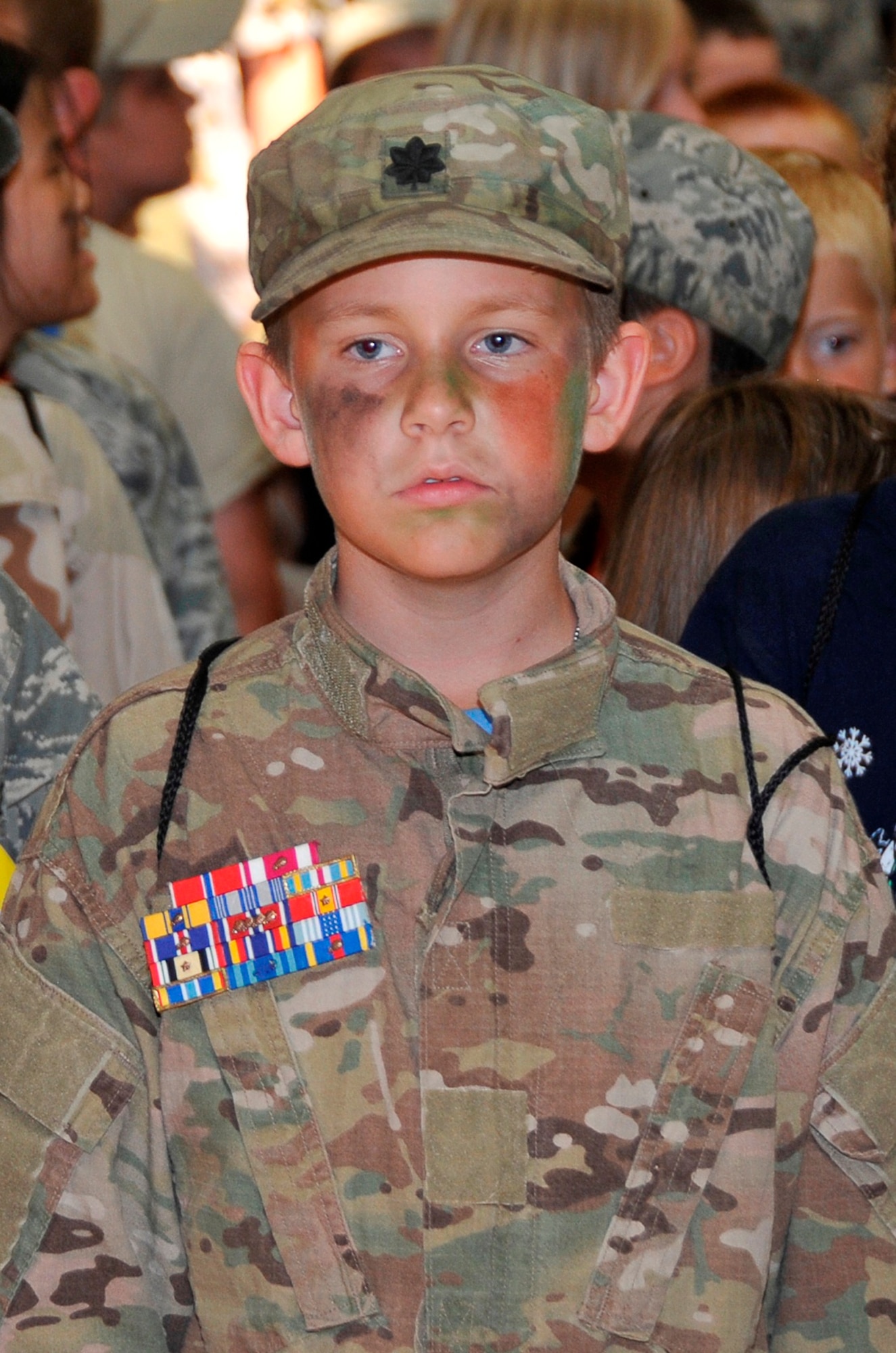 Jr. Raptor waits for a mock deployment April 12 at Tyndall’s Hangar 5. More than 100 military children attended the Jr. Raptor. (U.S. Air Force photo by Airman 1st Class Solomon Cook)