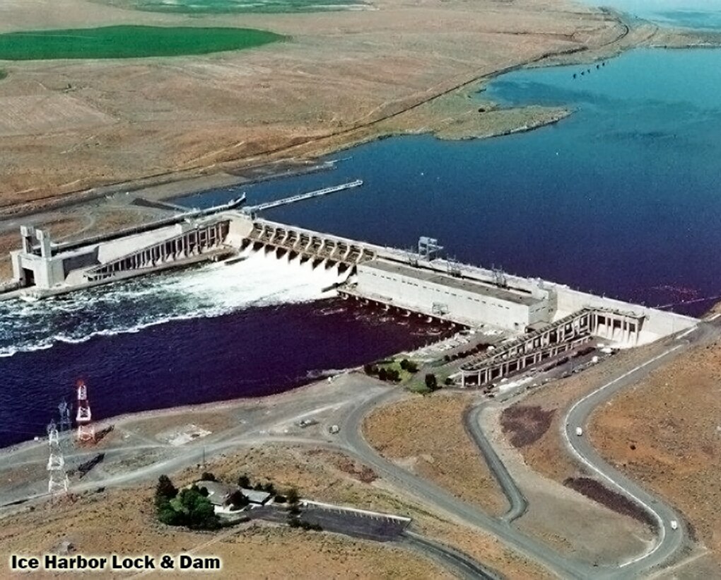 This congressionally authorized project consists of Ice Harbor Dam, powerhouse, navigation lock, two fish ladders, a removable spillway weir and a juvenile fish bypass facility. It provides navigation, hydroelectric generation, recreation and incidental irrigation.Located upstream of McNary Lock and Dam and Lake Wallula, Ice Harbor Dam is 2,822 feet long with an effective height of 100 feet. It is a concrete gravity type dam, with an earthfill embankment section at the north abutment. It includes a navigation lock with clear dimensions of 86 by 675 feet. The dam has a 10-bay spillway that is 590 feet long and includes ten 50 foot tainter gates.