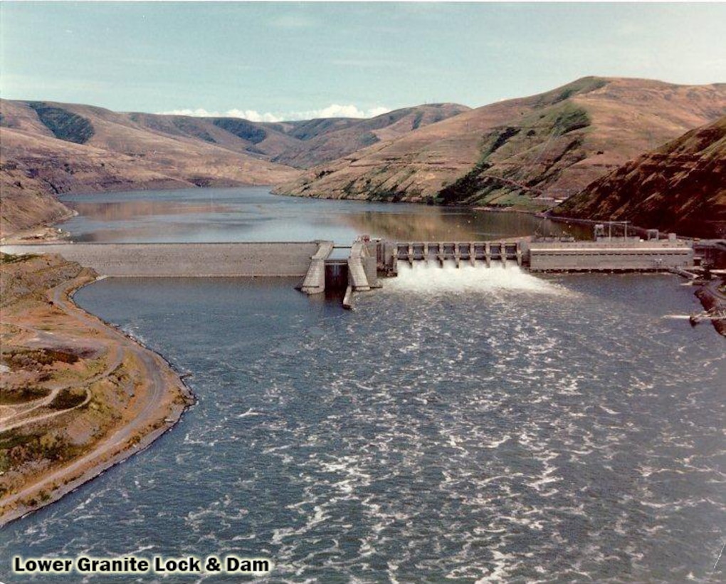 This congressionally authorized project consists of Lower Granite Dam, navigation lock, powerhouse, a fish ladder and associated facilities. The project provides hydroelectric generation, navigation, recreation and incidental irrigation. The dam, located at the upstream end of Lake Bryan, is about 3,200 feet long with an effective height of 100 feet. The dam is a concrete gravity type, with an earthfill right abutment embankment. It includes a navigation lock with clear dimensions of 86 by 674 feet; and an eight-bay spillway that is 512 feet long, with eight 50-foot by 60.5-foot radial gates. 