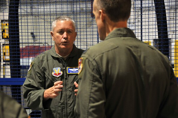 Lt. Gen. William H. Etter, Commander of Continental U.S. North American Aerospace Defense Command Region - 1st Air Force, tours the 177th Fighter Wing Aerospace Control Alert (ACA) site with the ACA Commander, Lt. Col. Steven Ziomek, at the Atlantic City Air Guard Base facility in Egg Harbor Township, N.J. on April 2, 2014. (U.S. Air National Guard photo by Master Sgt. Andrew J. Moseley/Released)