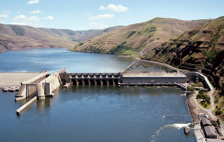 This congressionally authorized project consists of Lower Granite Dam, navigation lock, powerhouse, a fish ladder and associated facilities. The project provides hydroelectric generation, navigation, recreation and incidental irrigation. The dam, located at the upstream end of Lake Bryan, is about 3,200 feet long with an effective height of 100 feet. The dam is a concrete gravity type, with an earthfill right abutment embankment. It includes a navigation lock with clear dimensions of 86 by 674 feet; and an eight-bay spillway that is 512 feet long, with eight 50-foot by 60.5-foot radial gates. 