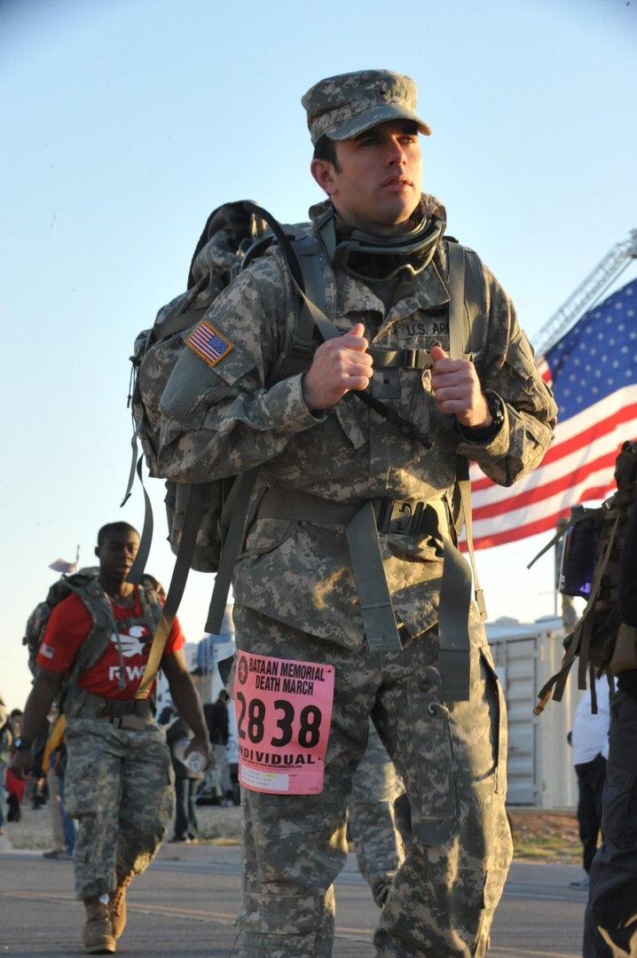 New York Army National Guard Warrant Officer John Seeger, a UH-60 pilot in the 3rd Battalion 142nd Aviation, endured blisters and heat during the Bataan Death March Memorial on March 23, 2004. It attracted more than 6,000 people.