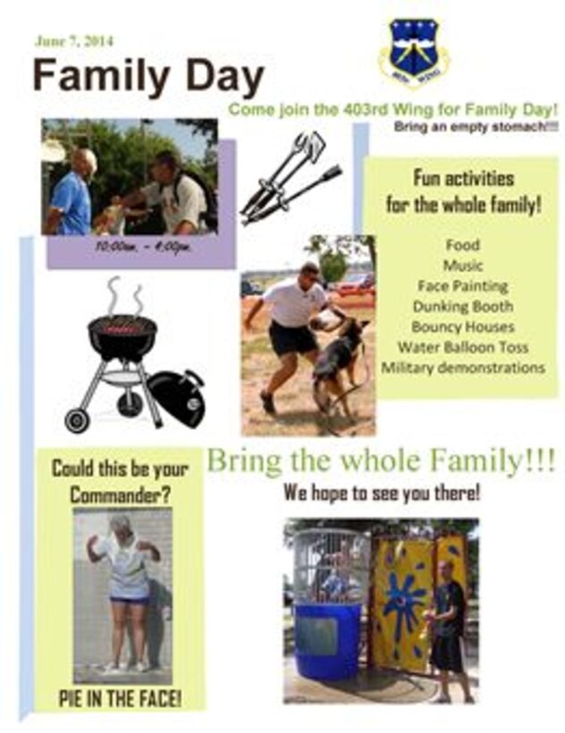 The 403rd Wing Family Day is June 7.