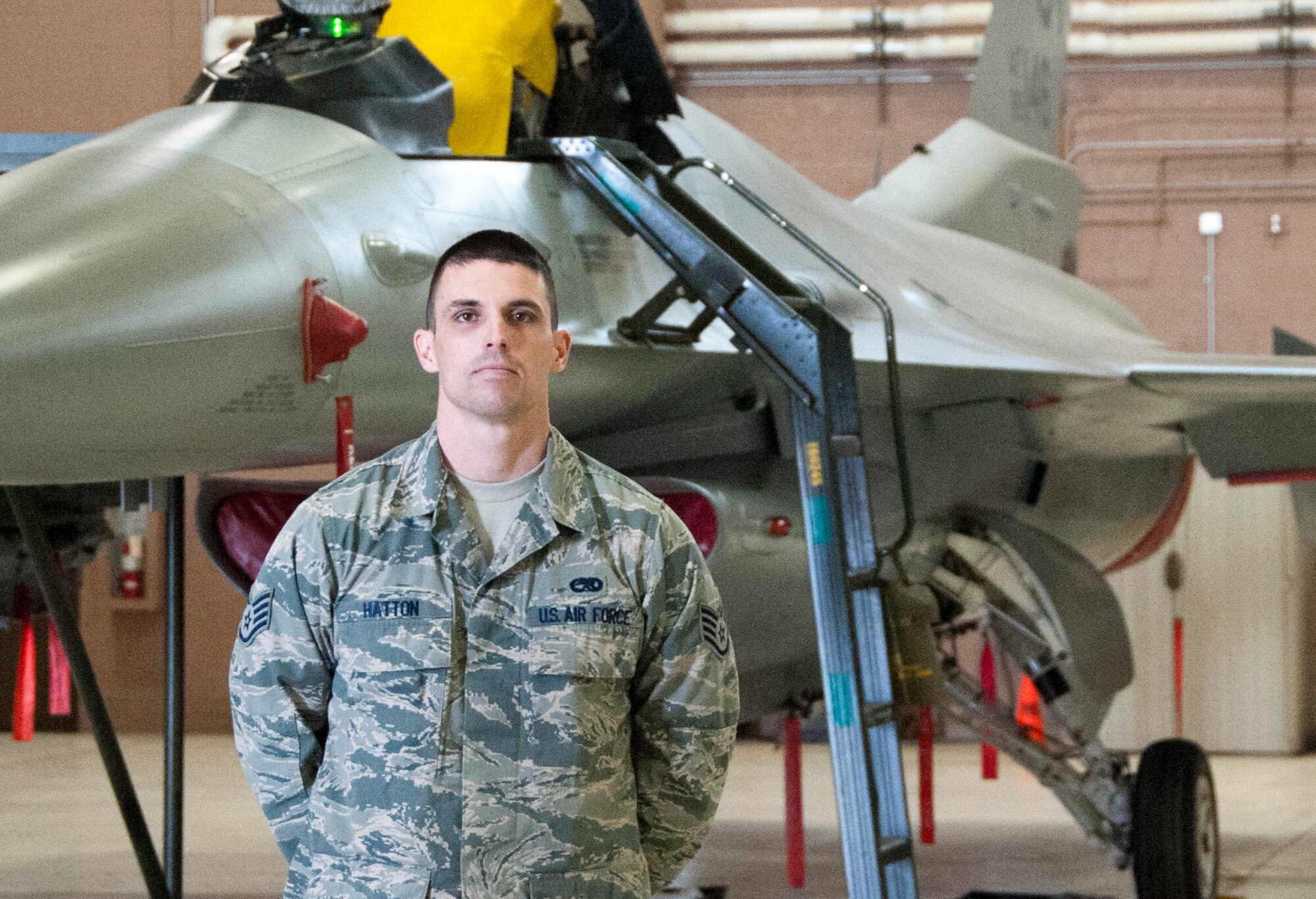 Staff Sgt. Luke A. Hatton, a 363rd Training Squadron F-16 aircraft armament student from Eastland, Texas, earned the ACE award April 16, 2014, at Sheppard Air Force Base, Texas. The ACE award is given for maintaining a 100 percent average throughout each block test. (U.S. Air Force photo/Airman 1st Class Robert. L. McIlrath)