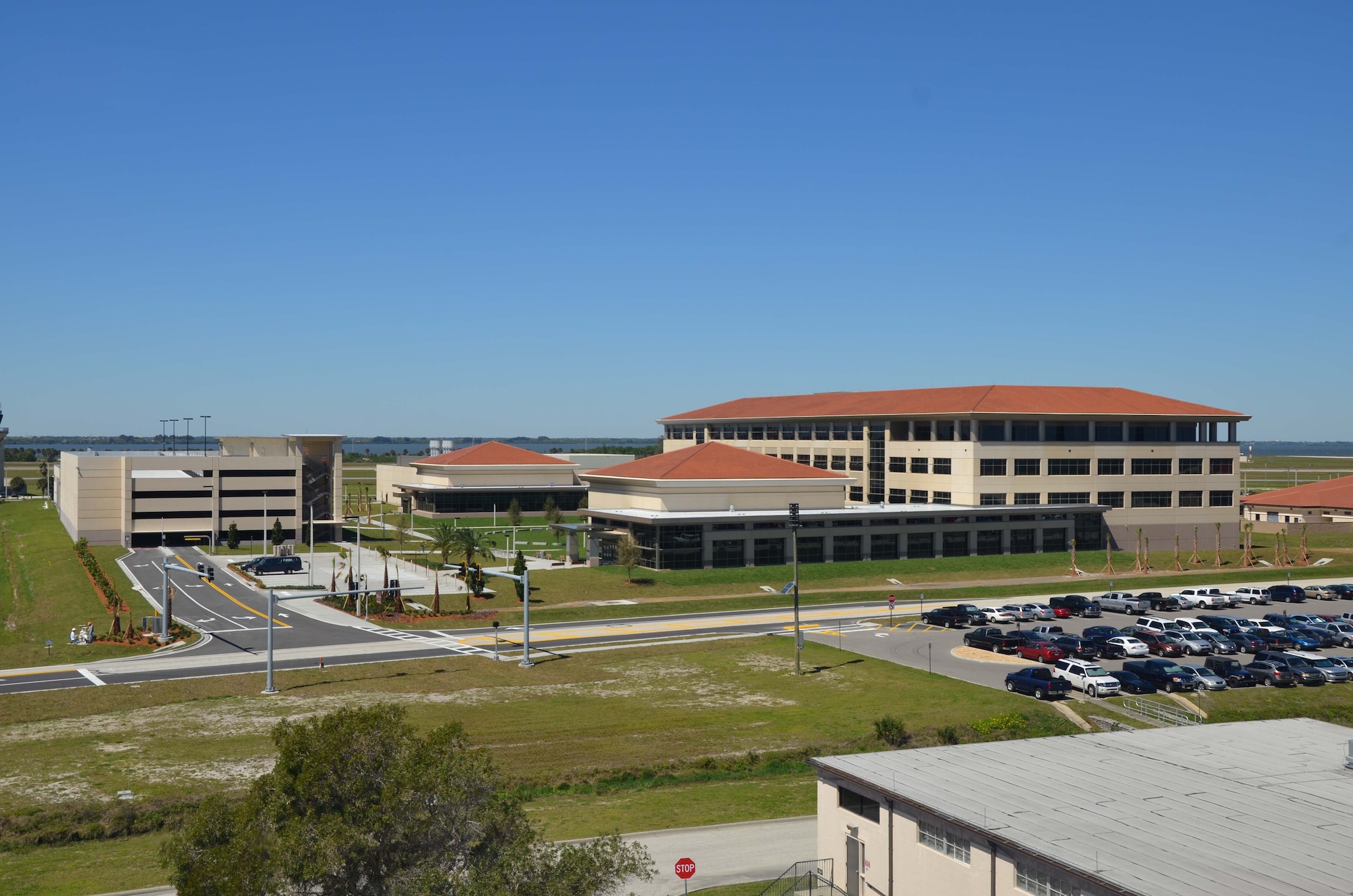 The Air Force Technical Applications Center has a new place to call home, as construction ends on a modern $158 million campus.  The four-structure campus includes a headquarters building, a radiochemistry lab, a central utility plant and a five-level parking garage. The new facilities increase operational space and offer improved information technology capabilities to AFTAC, the organization tasked with monitoring nuclear treaty compliance. (U.S. Air Force photo/Susan Romano)