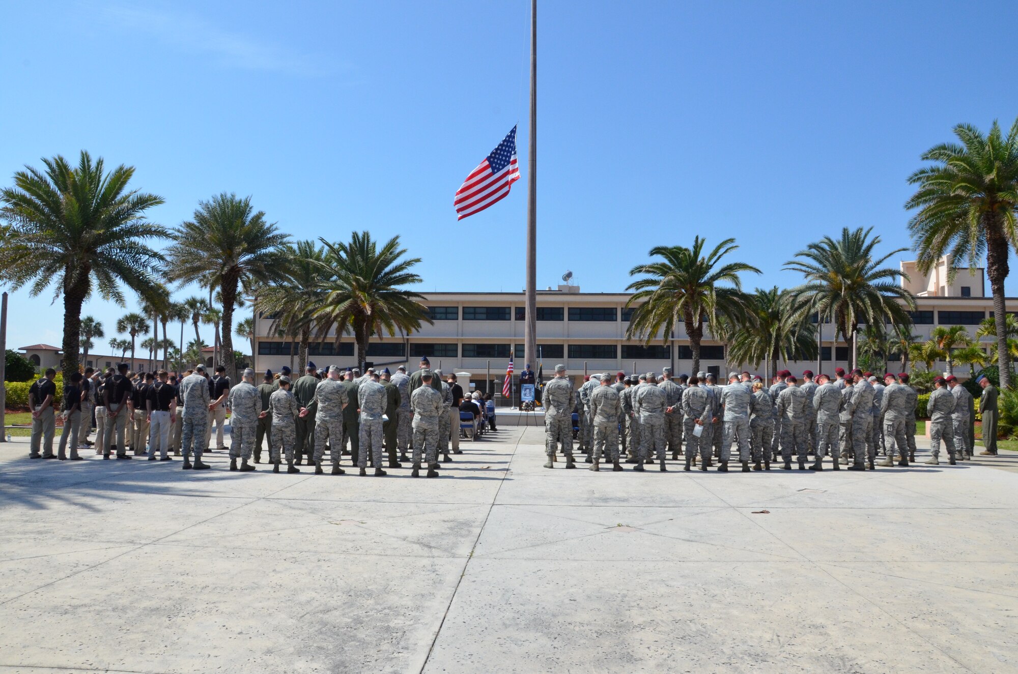 Airmen from the 920th Rescue Wing along with friends and family gathered for the 30th anniversary of Jolly 18 in a memorial ceremony to remember the five fallen Airmen. The ceremony held at the Memorial Flag Plaza here, honored the fallen, Captains Jan F. Fuchs and David K. Shaffner, Tech. Sgt. Ronald L. Martinez, Staff Sgt Mark R. Judy and Airman 1st Class James A. Ferreira. (U.S. Air Force photo/TSgt. Peter Dean)