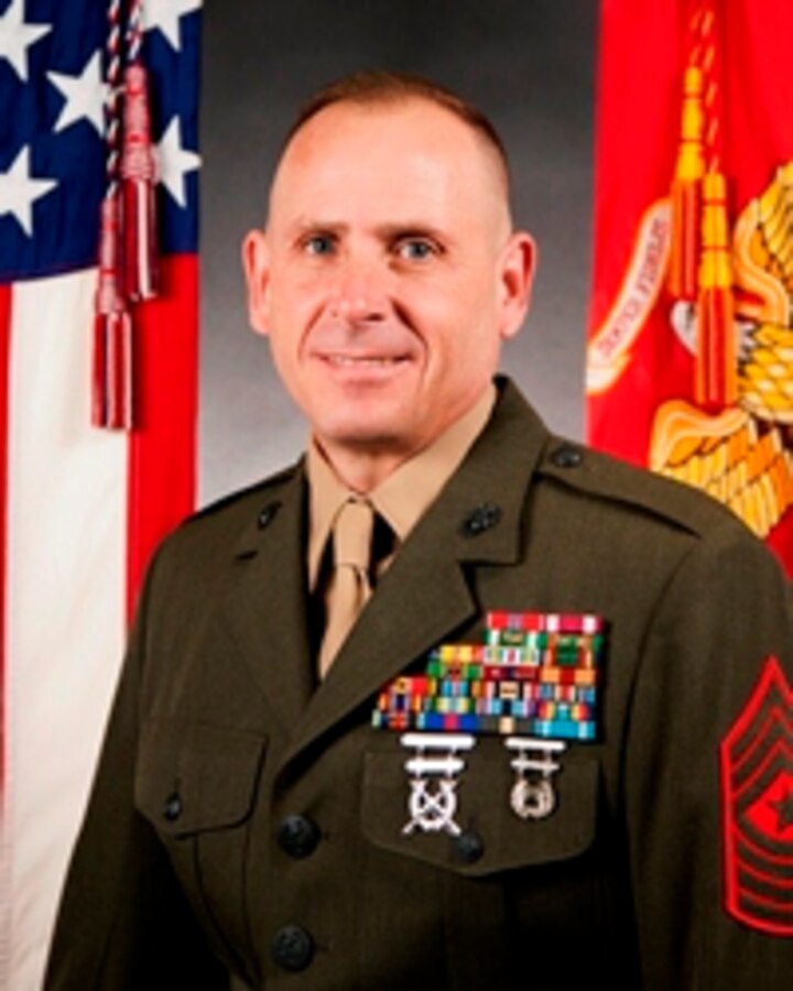 U.S. Marine Corps Sgt. Maj. Scott L. Theakston. (U.S. Marine Corps photo by Sgt. Donell Bryant, Combat Camera, SOI-E/Released)