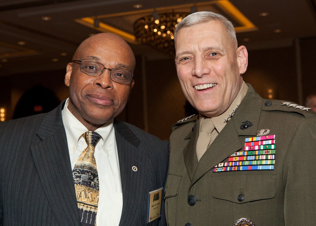 The Assistant Commandant of the Marine Corps, Gen. John M. Paxton, Jr., attends the U.S. Marine Corps Command, Control, Communications and Computers, annual awards dinner in Arlington Va., April 17, 2014. The awards presented included the Gen. Alfred M. Gray Trophy for outstanding communications leadership, the James Hamilton Information Technology Management Civilian Marine of the Year Award, the Pfc. Herbert A Littleton Non Commissioned Officer Trophy for operational communications excellence, and the Lt. Col. Kevin M. Shea Memorial Unit Award. (U.S. Marine Corps photo by Cpl. Tia Dufour/Released)