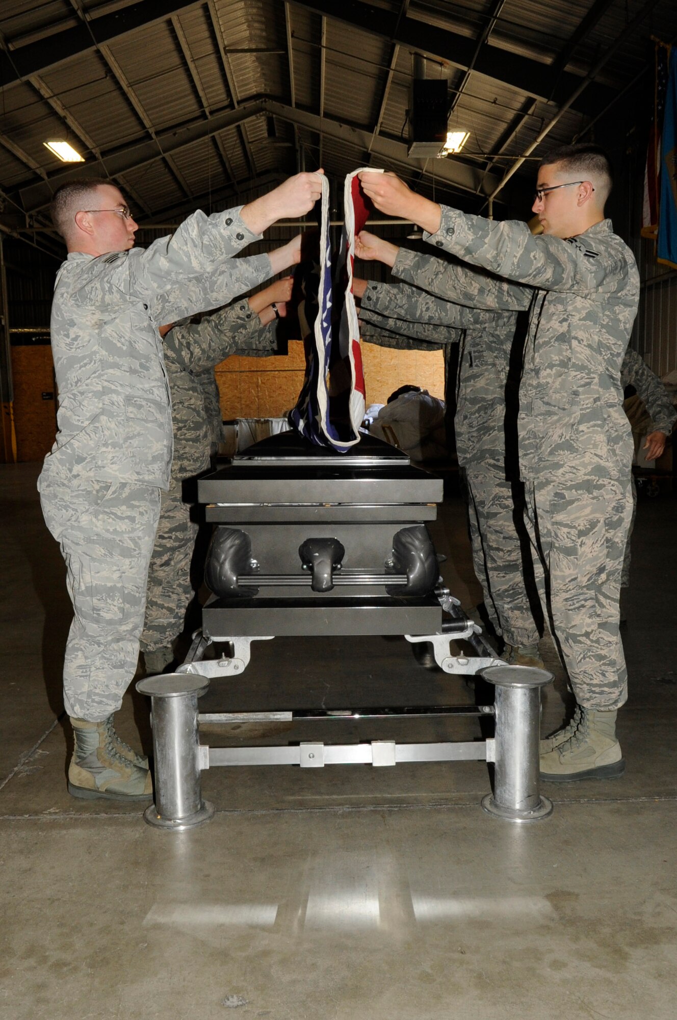 Members of the base Honor Guard practice ceremonial techniques, April 16,
2014, Vandenberg Air Force Base, Calif. Earning the title of Honor Guardsman
is achieved through epitomizing Air Force core values and traditions. (U.S.
Air Force photo/ Senior Airman Shane Phipps)
