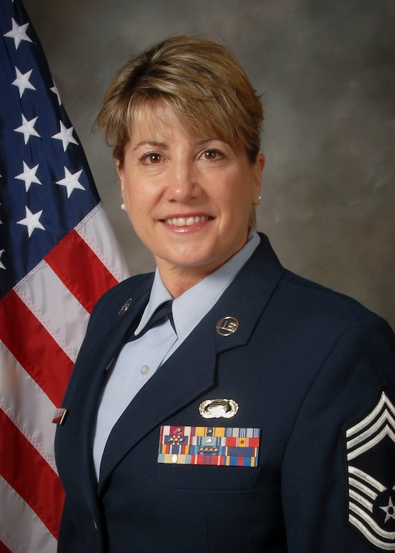 Chief Master Sgt. Connie Bacik of the 128th Air Refueling Wing, Wisconsin Air National Guard, was announced to assume to position of command chief master sergeant of the wing.  A change of authority ceremony is scheduled to be held May 18, 2014.  (Air National Guard photo by Staff Sgt. Jenna V. Lenski/Released)