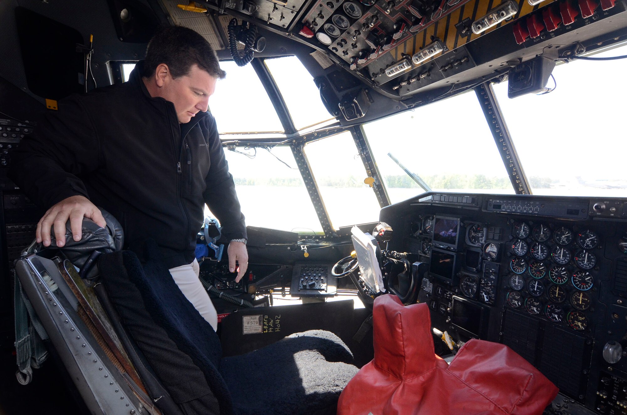 Members of the Leadership Cobb Class of 2014 learn about the C-130 Hercules and its capabilities during a base tour at Dobbins Air Reserve Base, Ga. April 16. (U.S. Air Force photo/Don Peek)