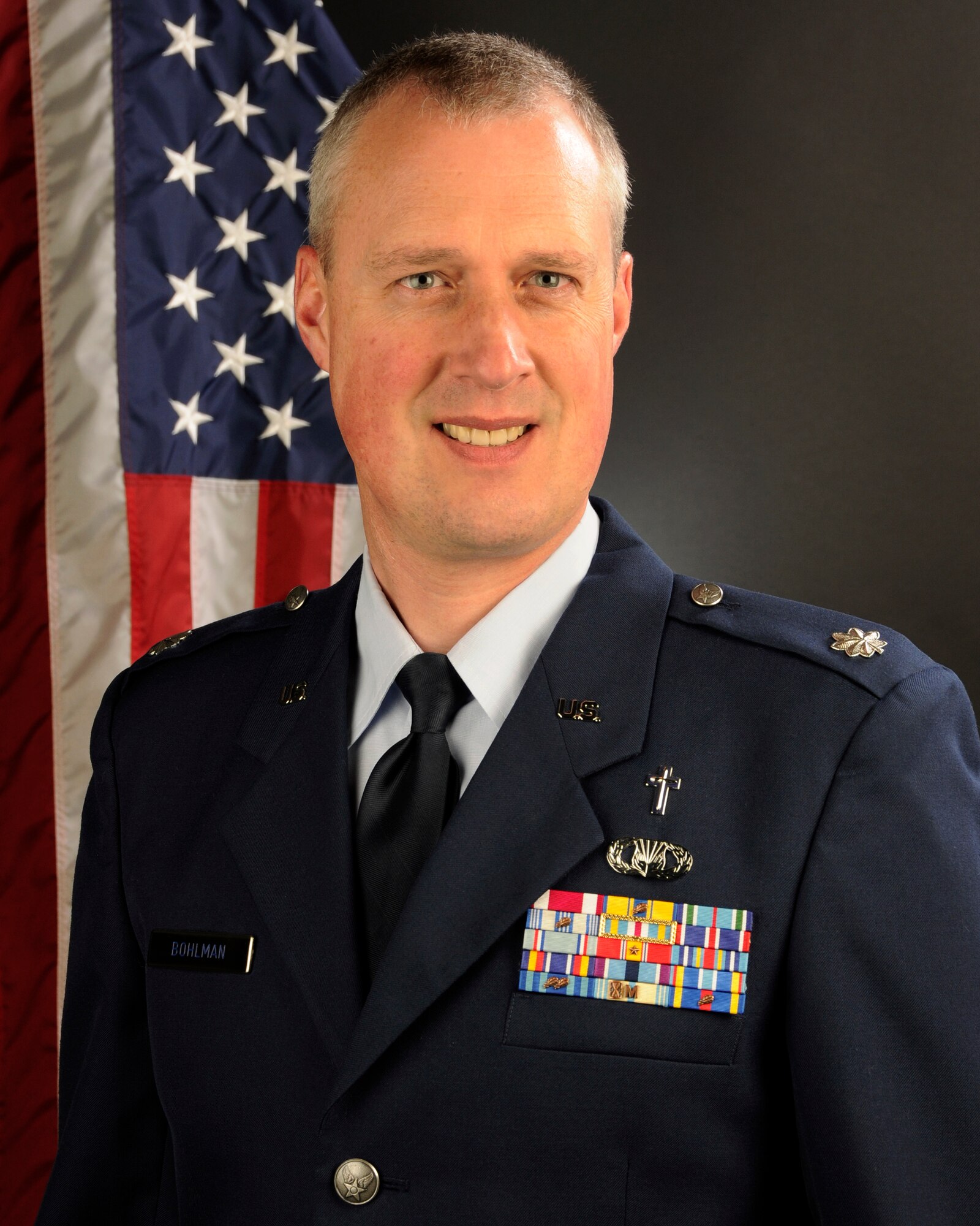 Portrait of U.S. Air Force Lt. Col. Brian Bohlman, chaplain for the 169th Fighter Wing at McEntire Joint National Guard Base. He was selected as the 2013 Air National Guard Chaplain of the Year. (U.S. Air National Guard photo by Senior Master Sgt. Edward Snyder/Released)