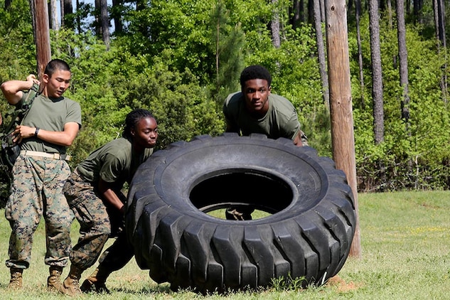 JROTC cadets compete during the 2014 Superintendent's Cup at Bluffton High School, in Bluffton, S.C., April 11. The event hosted five county high school JROTC units to compete in academia, a physical fitness test, an obstacle course, platoon drill, and color guard.